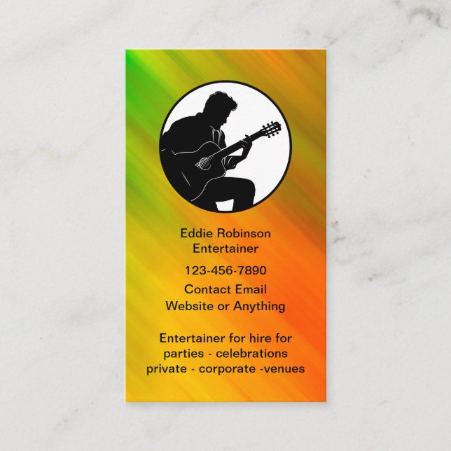 Musical Entertainer Business Cards (Front)