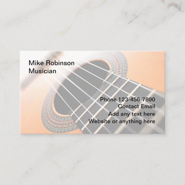 Musical Entertainer Guitar Business Cards (Front)