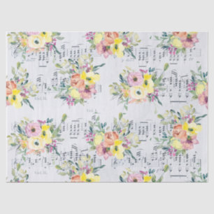 Musical Floral Kraft Tissue Paper