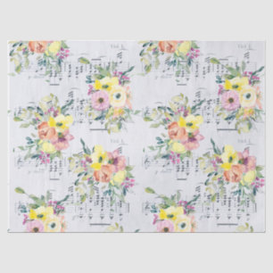 Musical Floral Tissue Paper