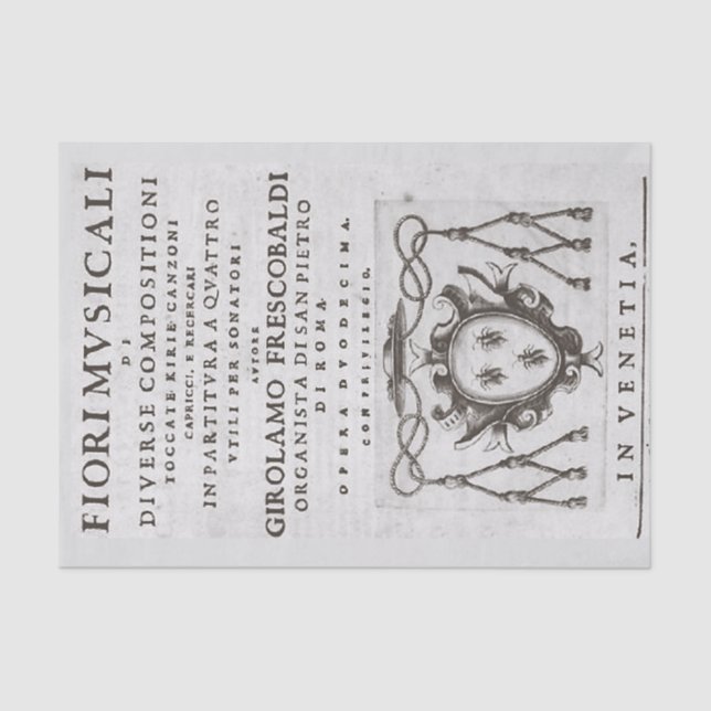 Musical Flowers Italian Baroque Music Decoupage Tissue Paper (Front)