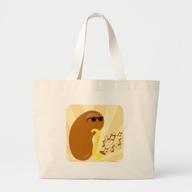 Musical Fruit Funny Bean Humour Cartoon Large Tote Bag (Front)