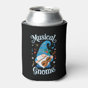 Musical Gnome Christmas Violin Holly Snowflakes Can Cooler