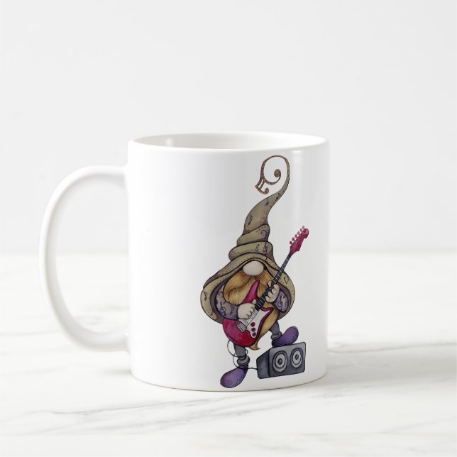 Musical Gnome Guitar Player Playing Guitar Music Coffee Mug (Left)