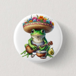 Musical Green Frog 3 Cm Round Badge