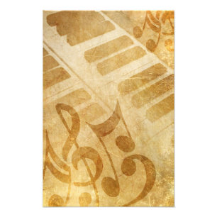 MUSICAL GRUNGE NOTES PIANO BACKGROUNDS FADED VINTA PHOTO PRINT