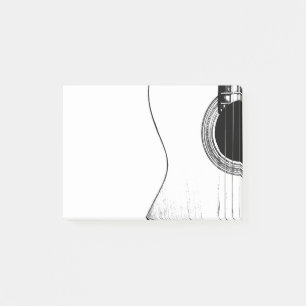 Musical Guitar Black and White Post-it Notes