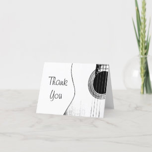 Musical Guitar Black White Thank You Card