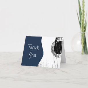 Musical Guitar Classic Navy Blue Thank You Card