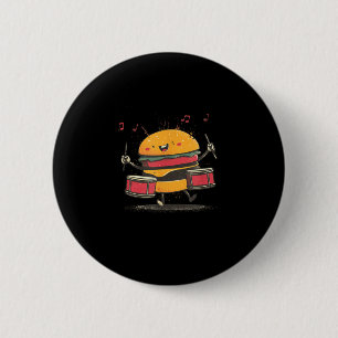Musical Hamburger with Drums for Burger Lovers 6 Cm Round Badge