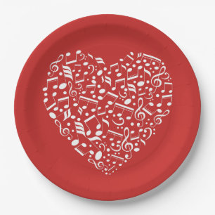 Musical Heart custom colour paper plates