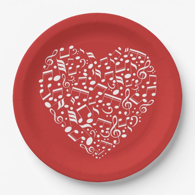Musical Heart custom colour paper plates (Front)