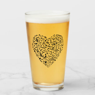 Musical Heart custom text pint glass