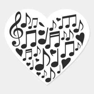 Musical Heart Design Music Notes Theme Sticker