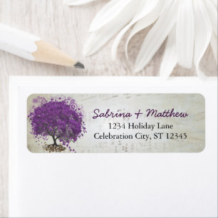 Musical Heart Leafed Tree Plum Return Address Label