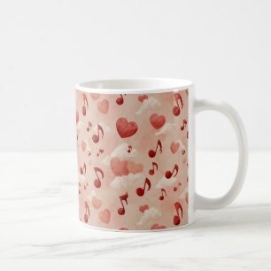 Musical Hearts and Clouds Valentines Pattern Coffee Mug