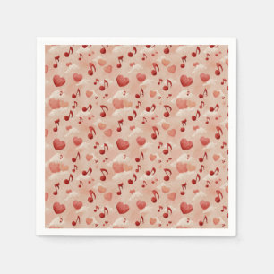 Musical Hearts and Clouds Valentines Pattern Napkin