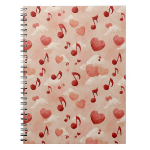 Musical Hearts and Clouds Valentines Pattern Notebook