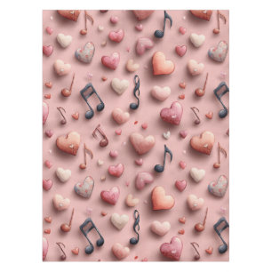 Musical Hearts Valentines Pattern Tablecloth