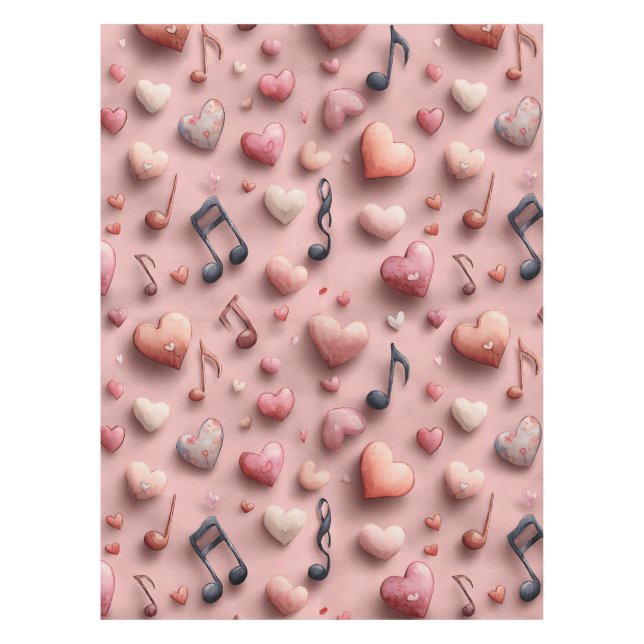 Musical Hearts Valentines Pattern Tablecloth (Front)
