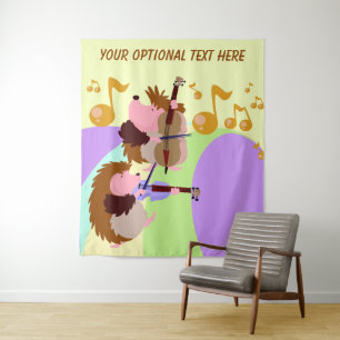 Musical Hedgehogs custom text tapestries