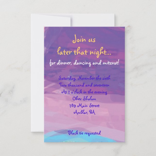 MUSICAL HEMSA Bar Bat Mitzvah Party Card (Front)