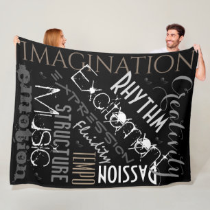 Musical Inspiration, Black,White Blanket Collage