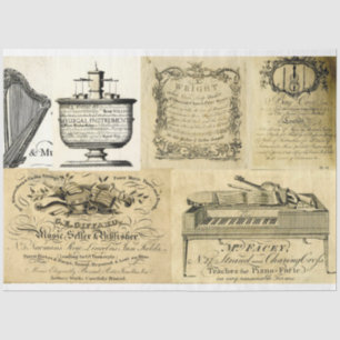 Musical instrumennt advertisements decoupage paper