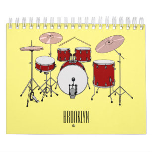 Musical instrument cartoon illustration calendar