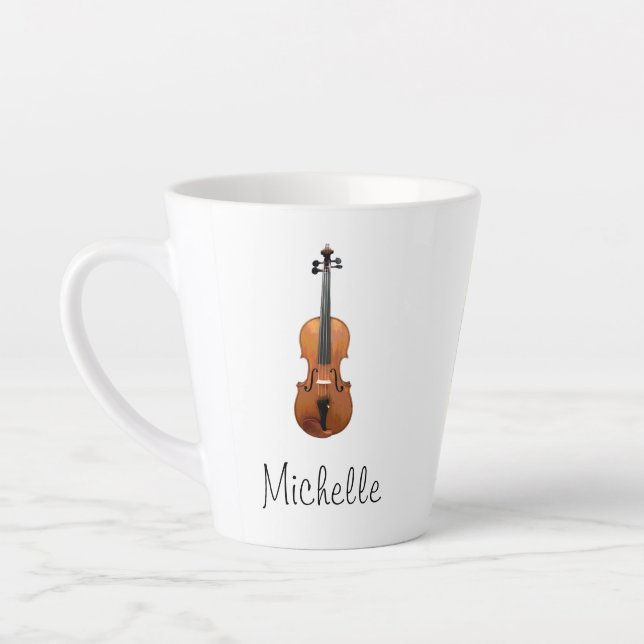 Musical Instrument Cute Violin  Latte Mug (Left)