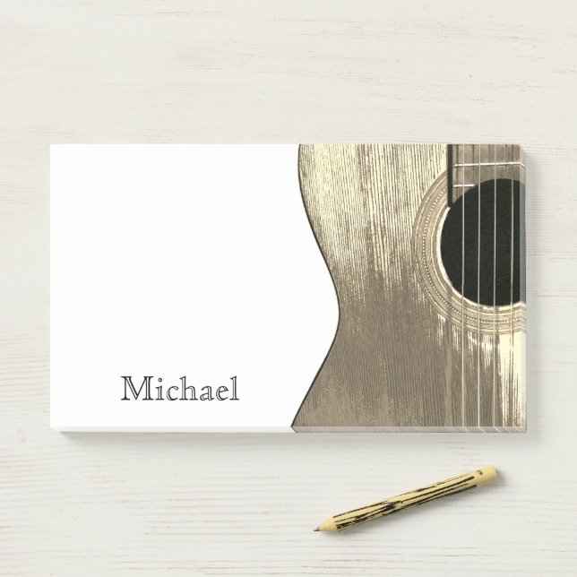 Musical Instrument Guitar Beige Abstract Post-it Notes (On Desk)