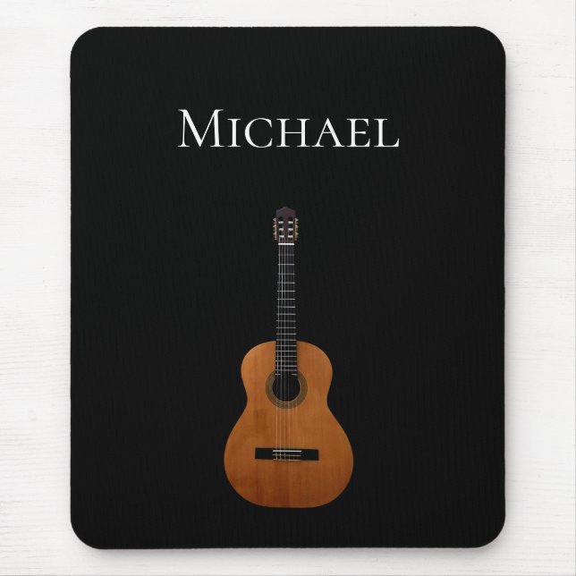 Musical Instrument Guitar Black White Mouse Pad (Front)