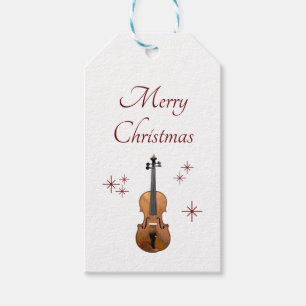 Musical Instrument Violin Christmas Snowflakes Gift Tags