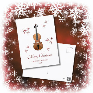 Musical Instrument Violin Cute Christmas Holiday Postcard