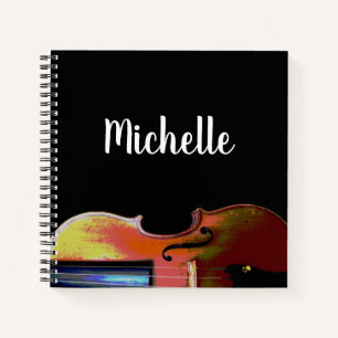 Musical Instrument Violin Orchestra Black White Notebook