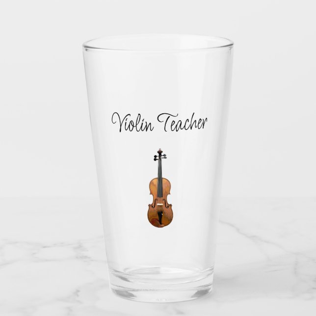 Musical Instrument Violin Teacher Cute Typography  Glass (Front)