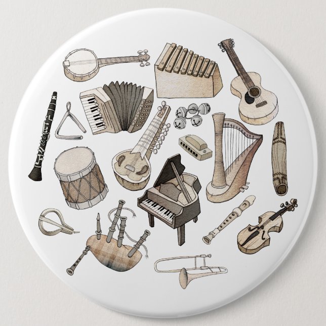 Musical Instruments 6 Cm Round Badge (Front)