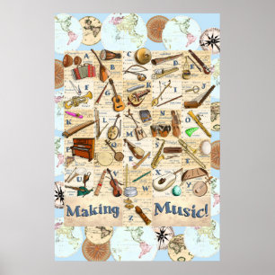 Musical Instruments Alphabet International Poster