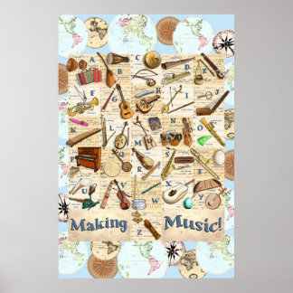 Musical Instruments Alphabet International Poster