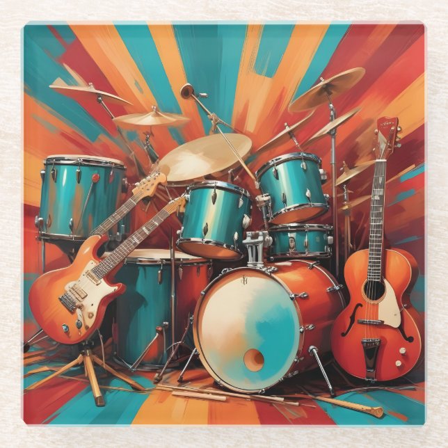 Musical Instruments Glass Coaster (Front)