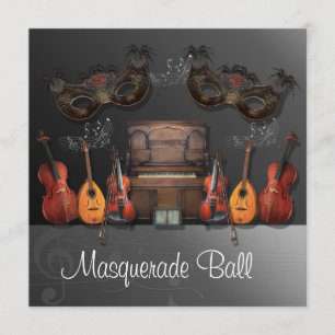 Musical Instruments Masquerade Ball Invitation