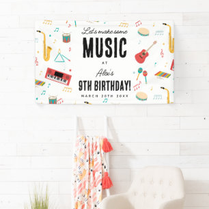 Musical Instruments Music Theme Birthday Party Banner