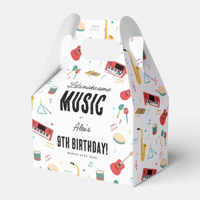 Musical Instruments Music Theme Birthday Party Favour Box (Front Side)