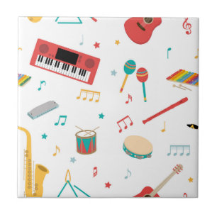 Musical Instruments Music Theme Pattern Ceramic Tile