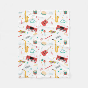 Musical Instruments Music Theme Pattern Fleece Blanket