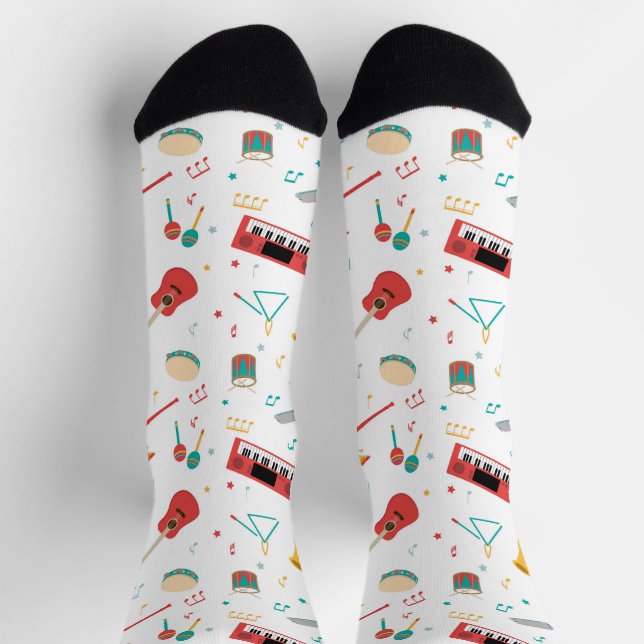 Musical Instruments Music Theme Pattern Socks (Top)