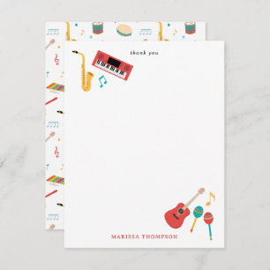 Musical Instruments Music Theme Pattern Thank You Card