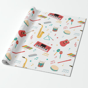 Musical Instruments Music Theme Pattern Wrapping Paper