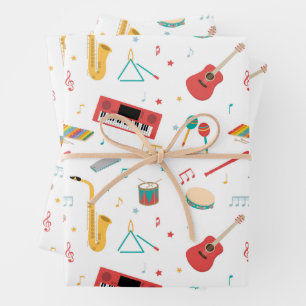 Musical Instruments Music Theme Pattern Wrapping Paper Sheet