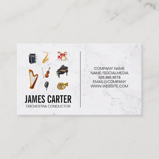 Musical Instruments | Orchestra Conductor Business Card (Front)